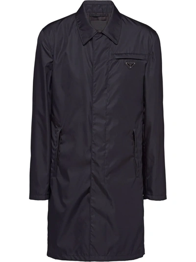 Shop Prada Re-nylon Triangle-logo Raincoat In Black