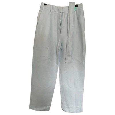 Pre-owned Maje Linen Straight Pants In Blue