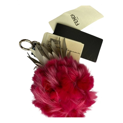Pre-owned Fendi Pompon Bag Charm In Pink