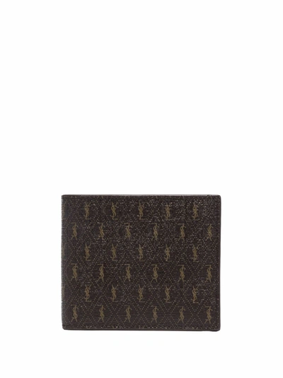Saint Laurent All Over Monogramme Bifold Wallet In Braun
