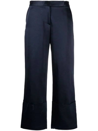 Shop Aeron Jose Cropped Straight-leg Trousers In Blue