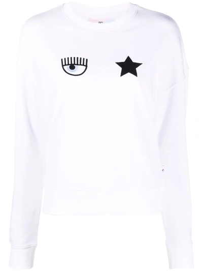 Shop Chiara Ferragni Embroidered-logo Sweatshirt In Weiss