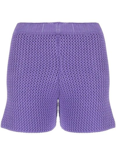 Shop Ami Amalia Lilac Knit Shorts In Violett