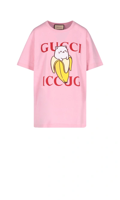 Shop Gucci "bananya" T-shirt In Pink