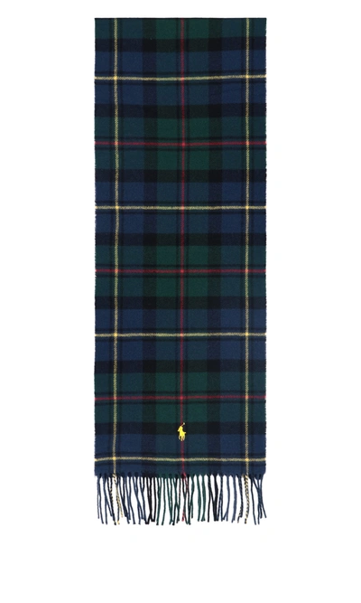 Shop Polo Ralph Lauren Tartan Scarf In Blue