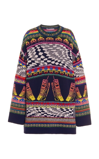 Shop Stella Mccartney Women's Keep In Touch Oversized Wool Sweater In Black