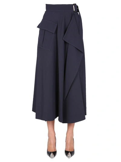 Shop Alexander Mcqueen Wallet Military Skirt In Blue