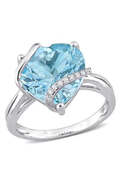 Shop Delmar Sterling Silver Diamond & Sky Blue Topaz Heart Ring