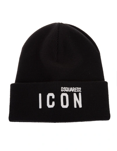Shop Dsquared2 Man Black And White Icon Beanie