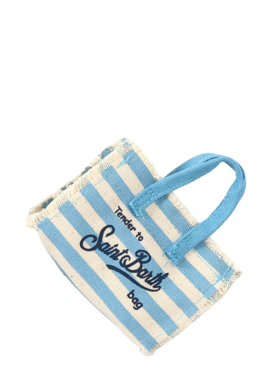 Shop Mc2 Saint Barth Key Bag N Keyring In Light Blue Stripes