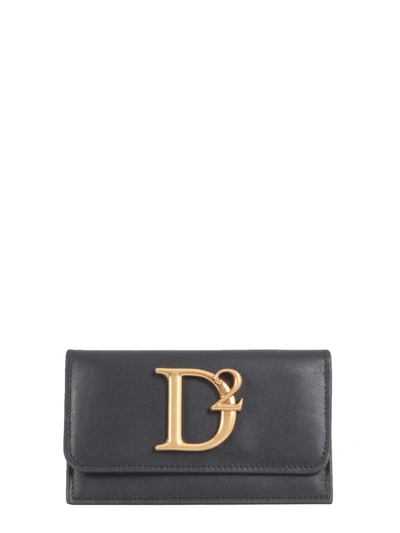 Shop Dsquared2 Leather Card Holder In Blu