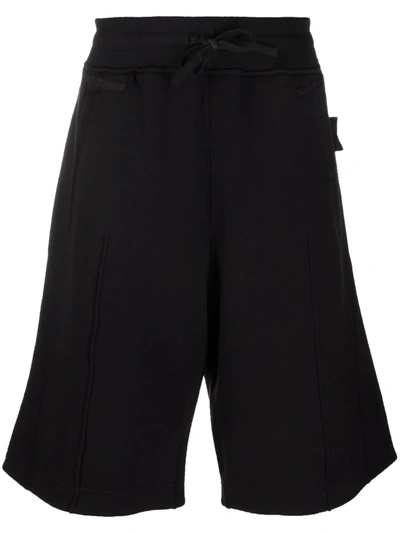 Shop Stone Island Shadow Project Logo-patch Knee-length Bermuda Shorts In Black