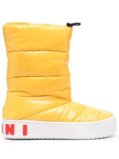 Shop Marni Padded Snow Boots In Yellow