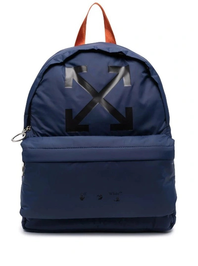 Shop Off-white Blue Logo-print Backpack