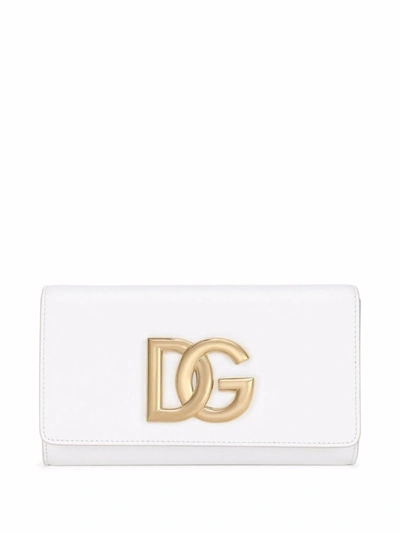 Shop Dolce & Gabbana Optical White Logo-plaque Crossbody Bag