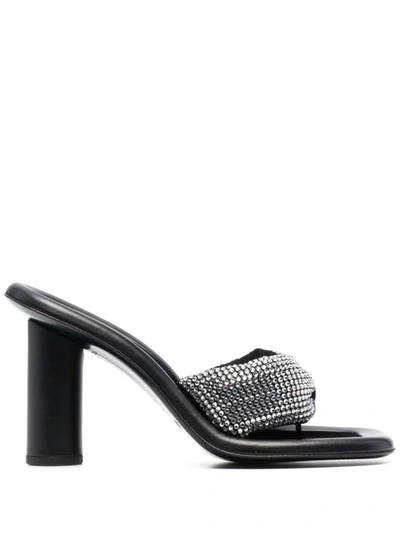 Shop Ambush Leather Cushion Sandal Black Silver