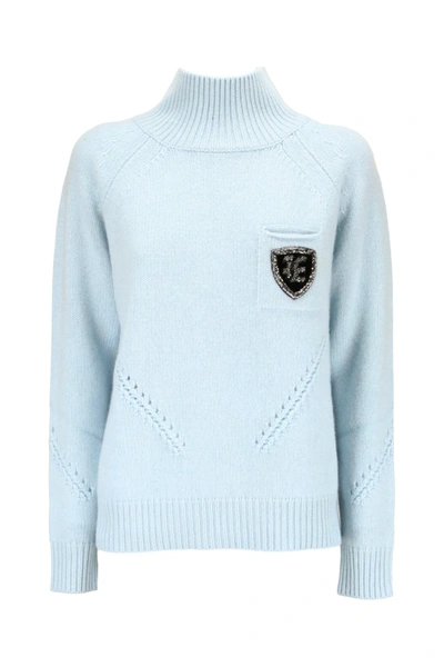 Shop Ermanno Scervino Patch-detail Roll Neck Sweater In Blue