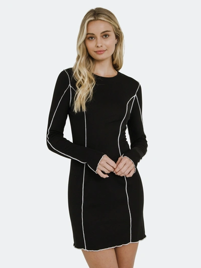 Shop Grey Lab Piping Detail Mini Dress In Black