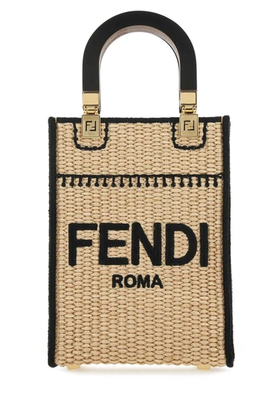 Fendi First Straw Small Bag In Beige