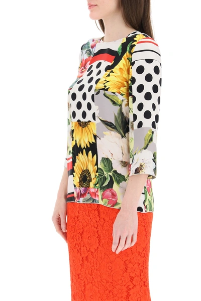 Shop Dolce & Gabbana Patchwork Blouse In Mixed Colours