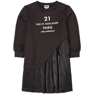 Shop Karl Lagerfeld Kids Black Pleated Dress
