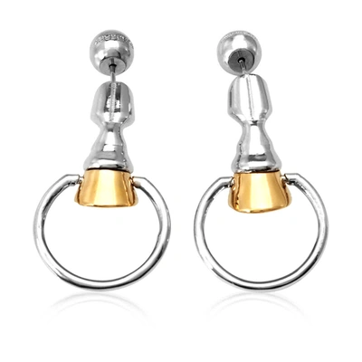 Shop Burberry Palladium And Gold-plated Hoof Hoop Earrings In Palladio / Light Gold