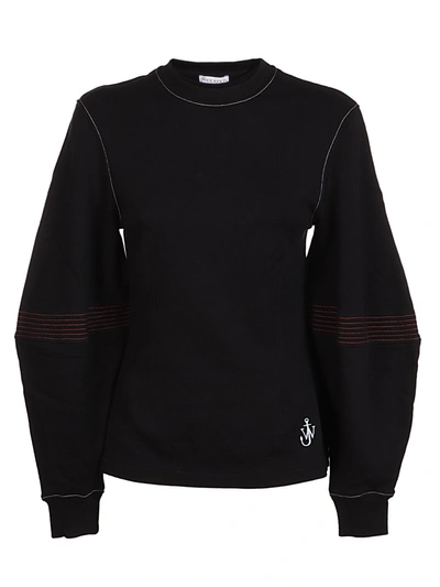 Shop Jw Anderson Stripe Detail Wide Sleeve Sweatshirt In Black