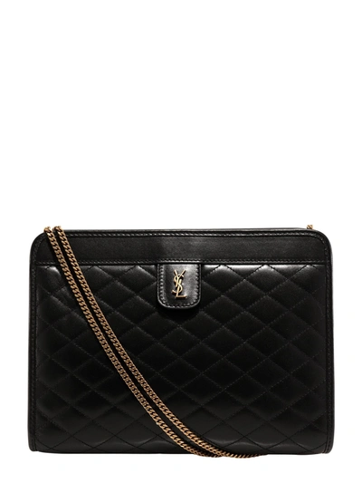 Shop Saint Laurent Victoire Baby Clutch Bag In Black