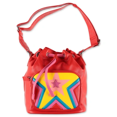 Shop Stella Mccartney Kids Star Patch Drawstring Shoulder Bag In Red