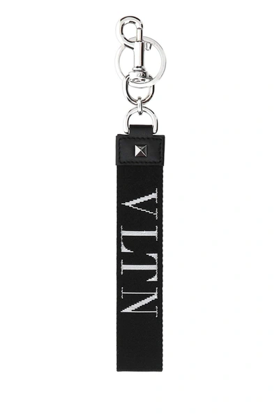 Shop Valentino Vltn Printed Keyring In Black