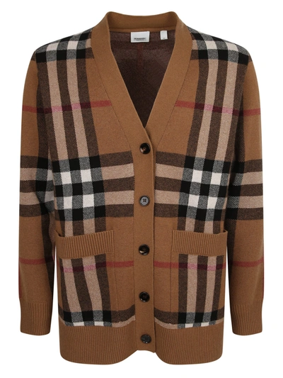 Shop Burberry Wool And Cashmere Cardigan In Brown