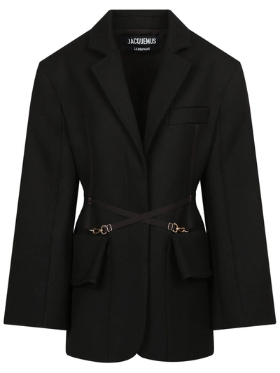 Shop Jacquemus Virgin Wool Jacket In Black