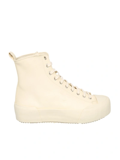 Shop Jil Sander Leather Sneakers In White