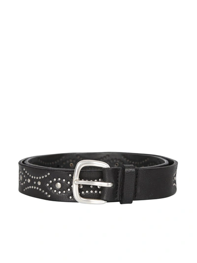 Shop Orciani Studded Leather Belt In Black
