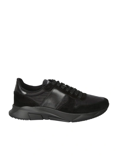 Shop Tom Ford Leather And Nylon Sneakers In Black