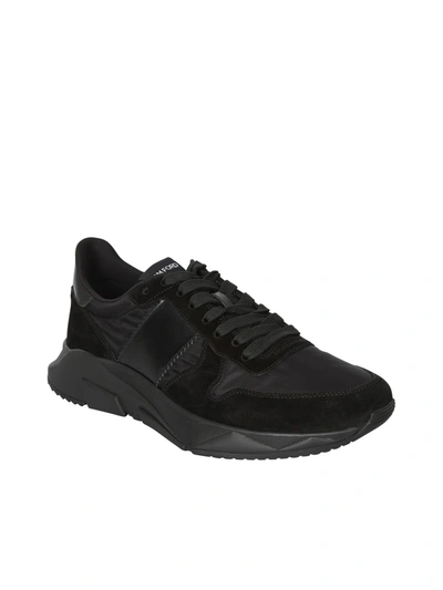 Shop Tom Ford Leather And Nylon Sneakers In Black