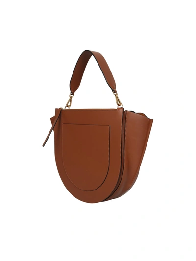 Shop Wandler Hortensia Big Leather Bag In Brown