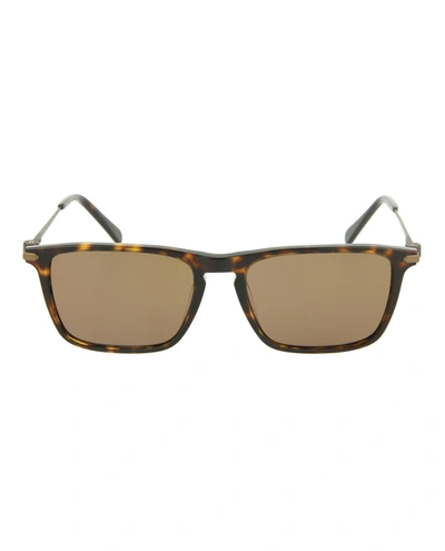 Shop Brioni Square/rectangle Sunglasses In Brown