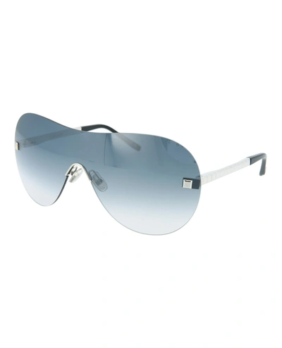 Shop Boucheron Shield/wrap Sunglasses In Silver