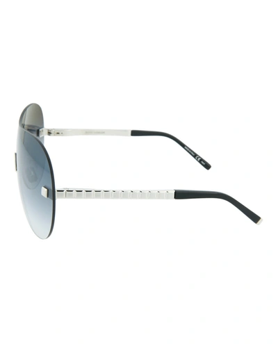 Shop Boucheron Shield/wrap Sunglasses In Silver