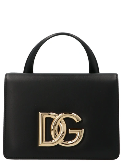Shop Dolce & Gabbana Dg Logo Plaque Strapped Tote Bag In Black