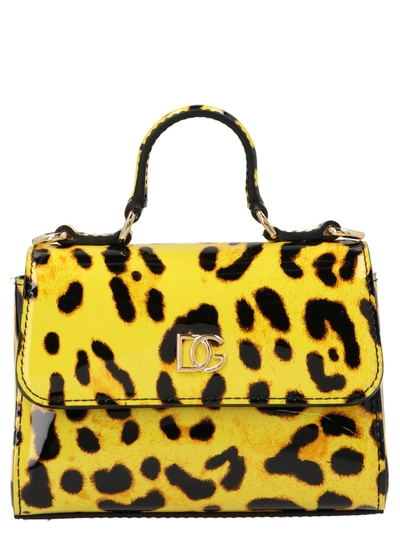 Shop Dolce & Gabbana Kids Leopard Print Tote Bag In Yellow