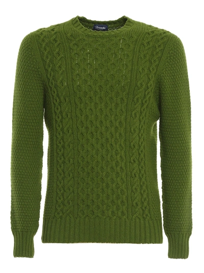 Shop Drumohr Cable Knit Sweater In Green