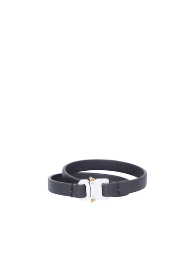 Shop Alyx 1017  9sm Leather Bracelet In Black