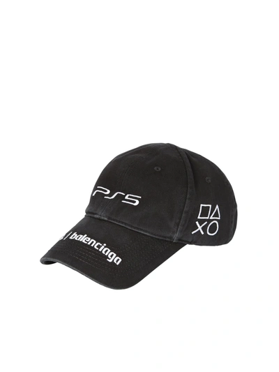 Shop Balenciaga Cotton Baseball Hat In Black