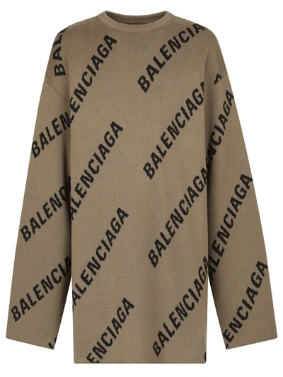 Shop Balenciaga Wool Blend Sweater In Brown