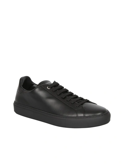 Shop Canali Leather Sneakers In Black