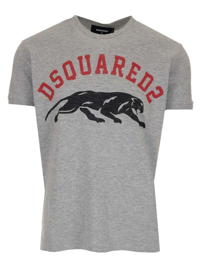 Shop Dsquared2 D2 Tiger Dan T-shirt In Gray In Grey