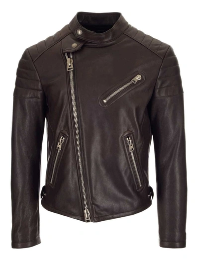 Shop Tom Ford Leather Jacket In Brown