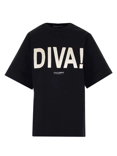 Shop Dolce & Gabbana Diva Print T-shirt In Black
